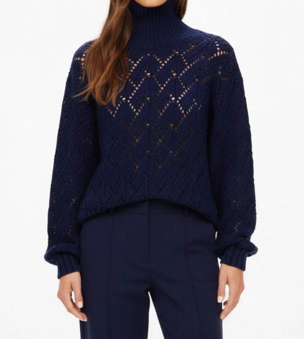 NEW THE UPSIDE clementine knit crew top in navy